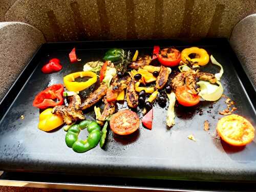 VIDÉO Aiguillettes de poulet, tomates à la provençale, farandole de légumes "cuisson PLANCHA à gaz"