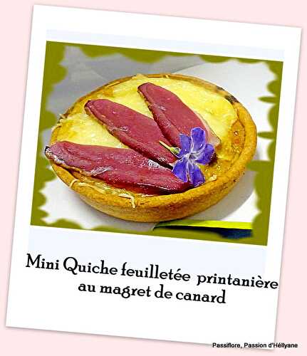 Mini quiche printanière à la sauce coco satay, aux fromages et magret de canard fumé