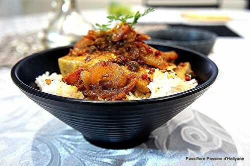  Pavé de thon mariné sauce curry indian avec du riz - Passiflore, Passion d'Héllyane