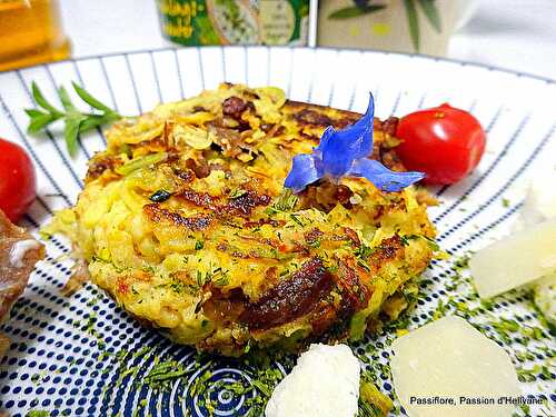 Galettes de courgettes au canard confit