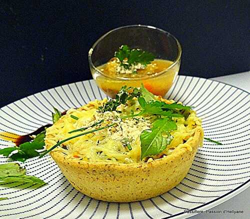 Quiche au blé complet aux légumes, viande, fromages avec de la poudre du fruit du de baobab