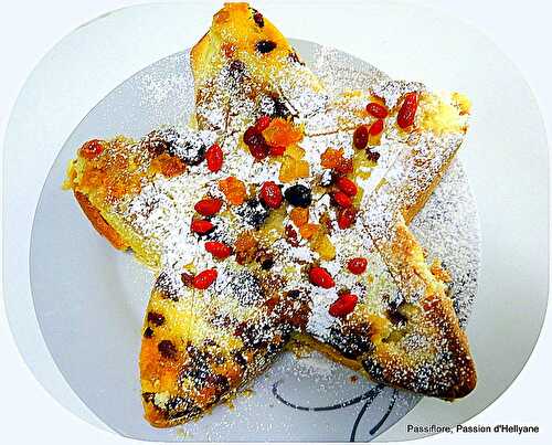 Gâteau moelleux aux fruits confits, baies de goji et cranberries.