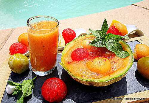 GASPACHO / Soupe de melon/ pastèque / mirabelles froide