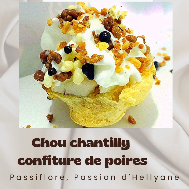 Chou confiture/ poire/chantilly