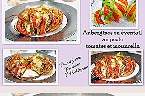  Aubergine en éventail à la sauce pesto, tomates et mozzarella