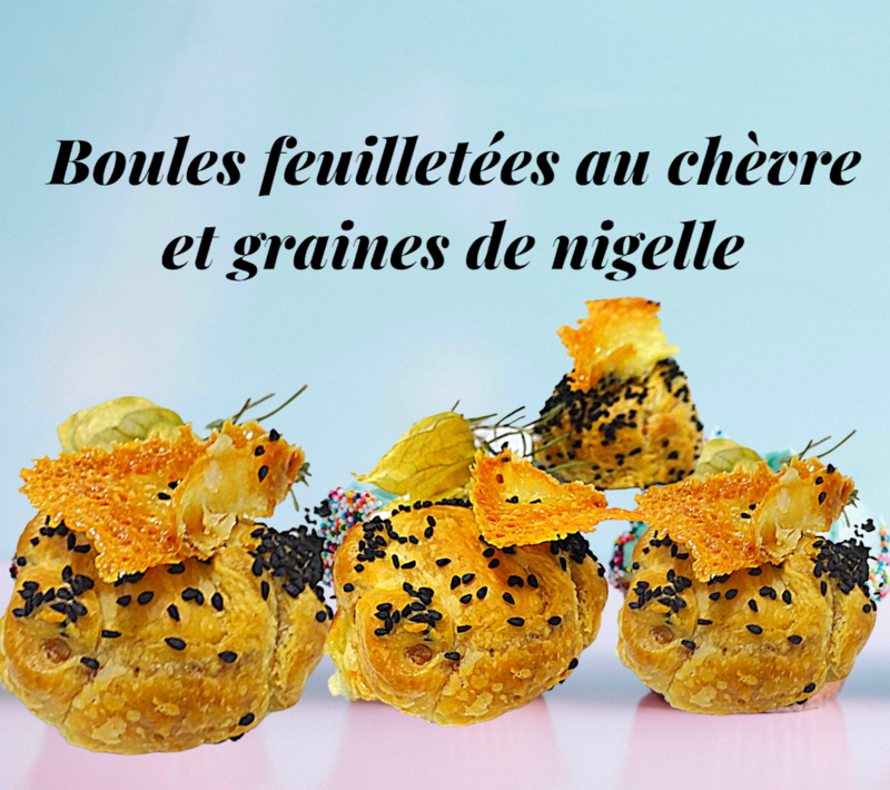 Mini Boules feuilletées au chèvre - graines de nigelle bio