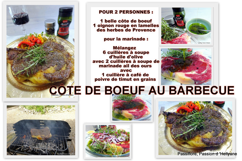 BARBECUE : COTE DE BOEUF marinade huile d'olive+ ail des ours