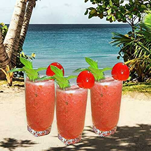 Cocktail pastèque/tomates/menthe fraîche sève de bouleau lactofermentée