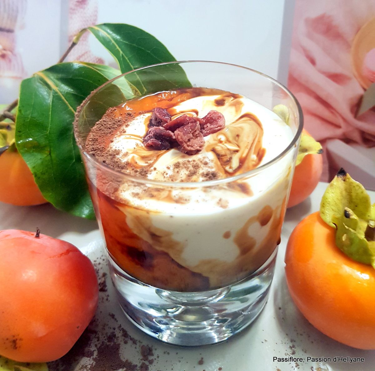 Verrine fromage blanc/ kakis / cranberries 