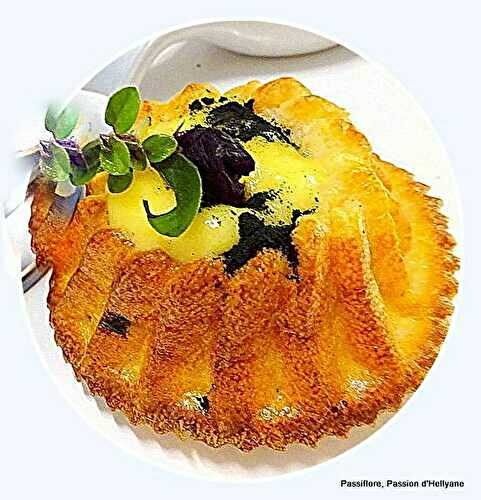 Recette facile - Mini CLAFOUTIS AU CRABE/MAYONNAISE/SPIRULINE/AIL NOIR 