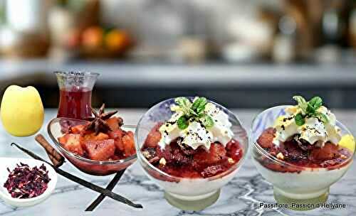 Verrines mousse /pommes/ bissap /poudre açaï