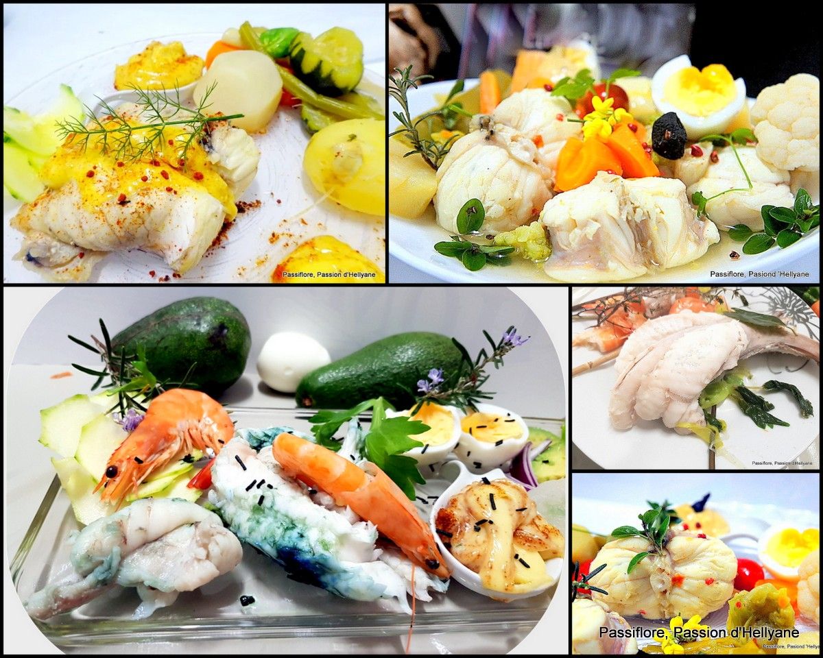 Assiette du pécheur - lotte -  légumes - avocat - spiruline - mayonnaisee 