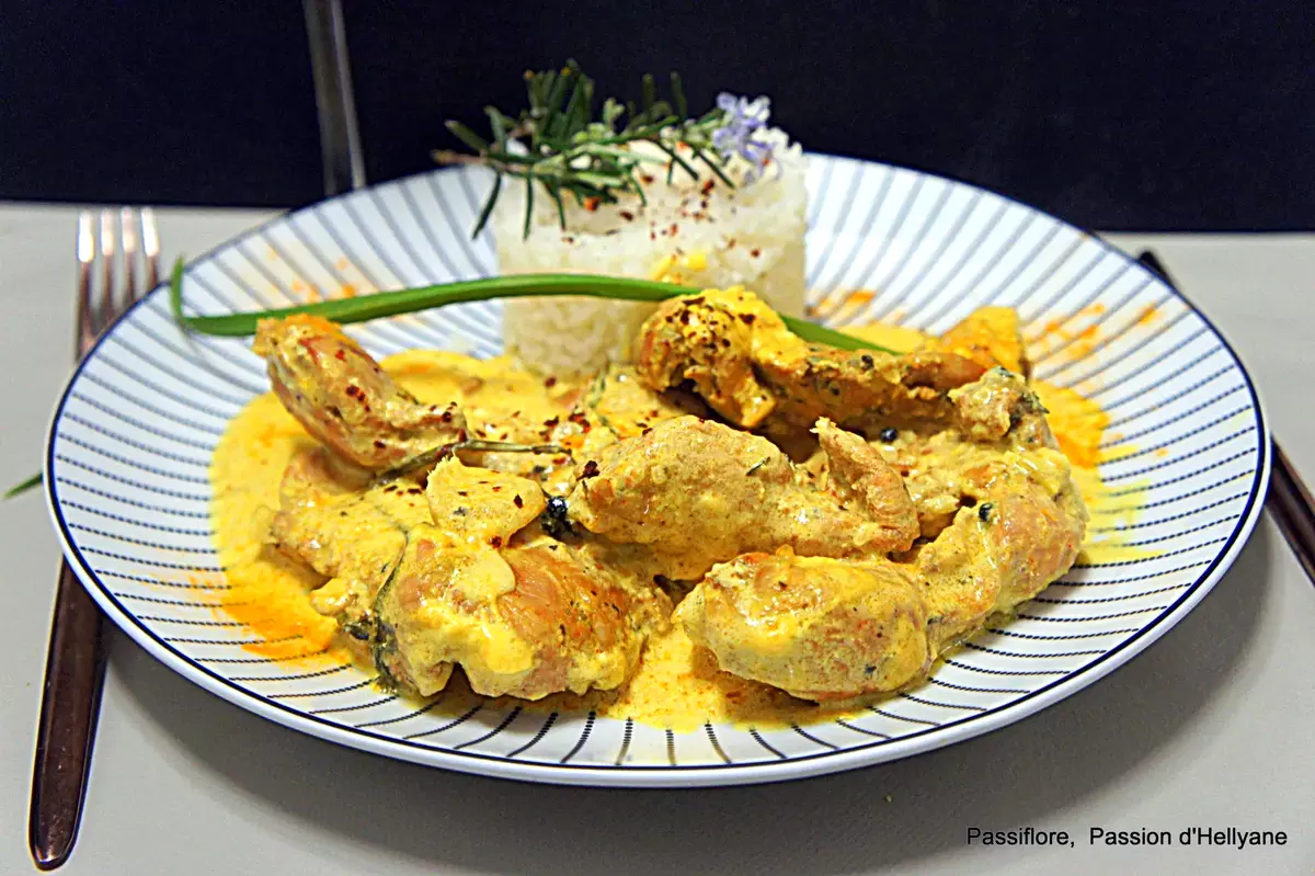 Emincé de poulet sauce coco colombo