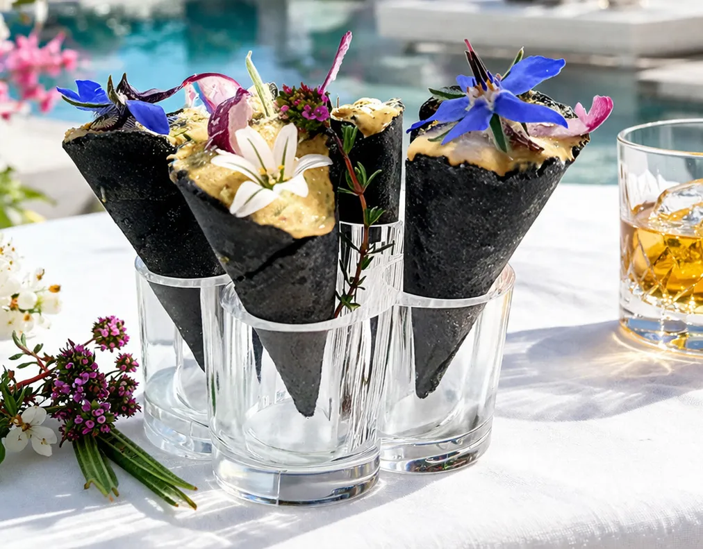  Apéritif - Mini Cornets sépia au pesto plantin 