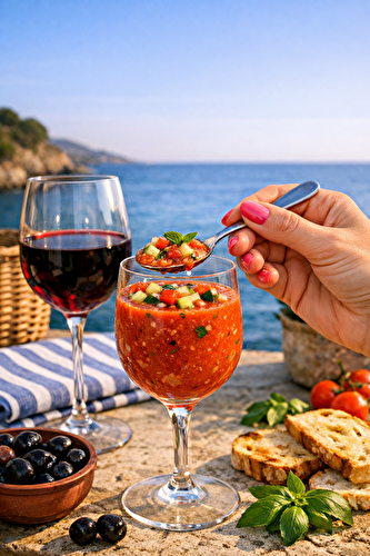 Gaspacho provençal fidèle aux saveurs du Sud,