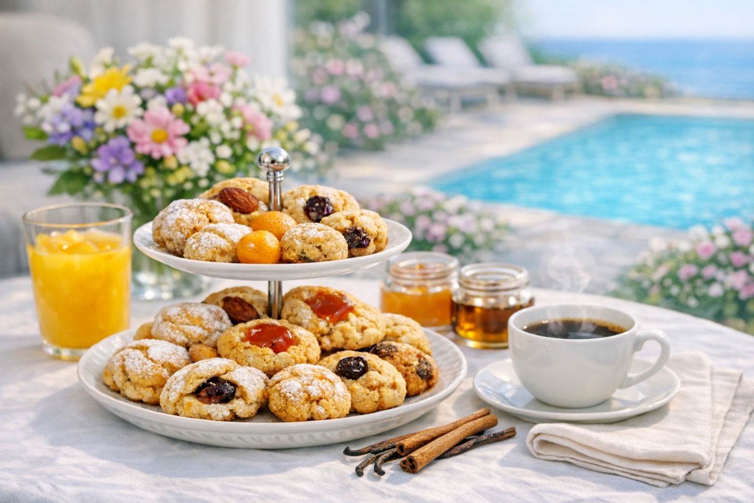 Gâteaux secs fruits confits, raisins secs 