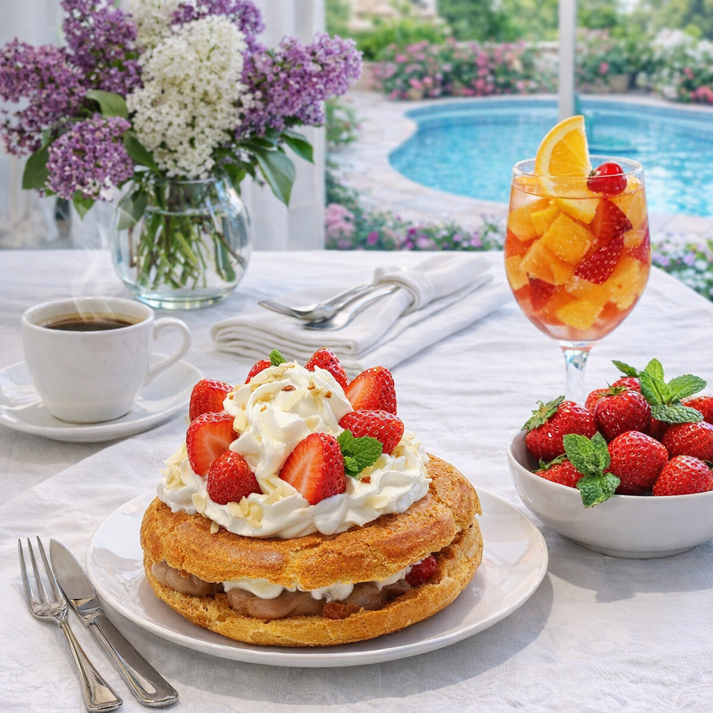 PARIS BREST REVISITÉ CREME GANACHE CACAO et FRAISES 