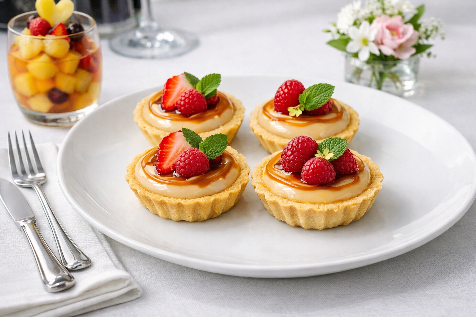  Mini tartelettes cannelées garnies de crème mascarpone à la pâte à tartiner Choco-Lion’s Mane