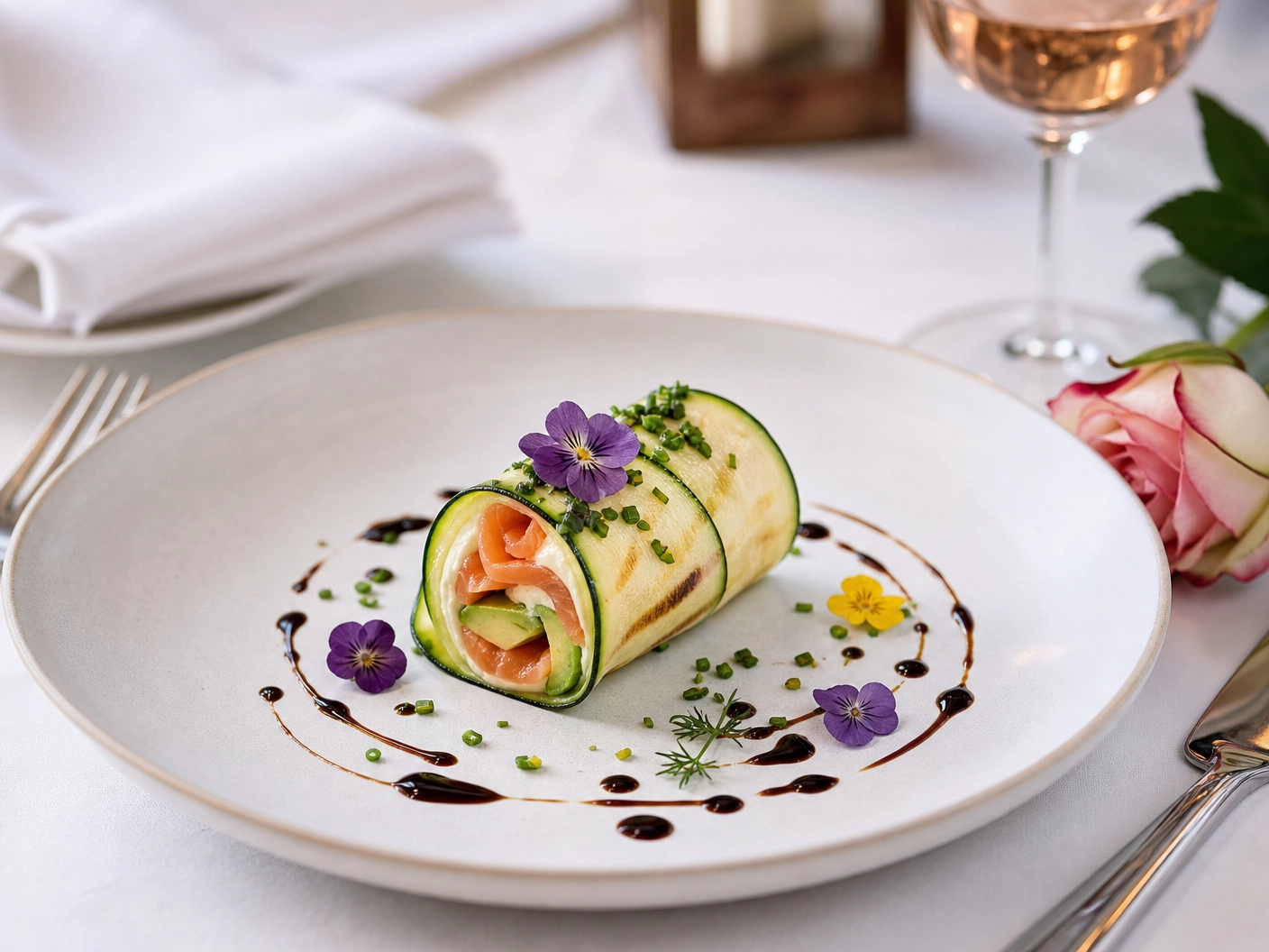 Recette roulé de courgette, avocat, saumon ciboulette, baobab et capsaïcine