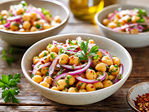 Recette : Salade de Pois Chiches aux Oignons Rouges et Huile d'Olive