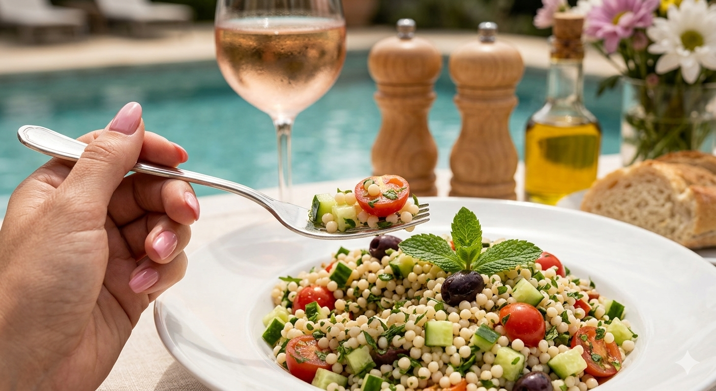 Salade de couscous perlé méditerranéenne