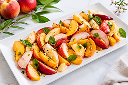 Une salade fruitée et raffinée aux notes d'été avec de la protéine de citrouille