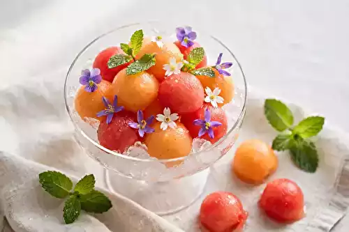 Coupelle élégante melon & pastèque & menthe & miel