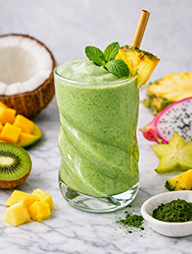Smoothie vert tropical à la spiruline