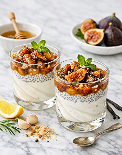 Verrines figues–skyr–chia - miel - épices