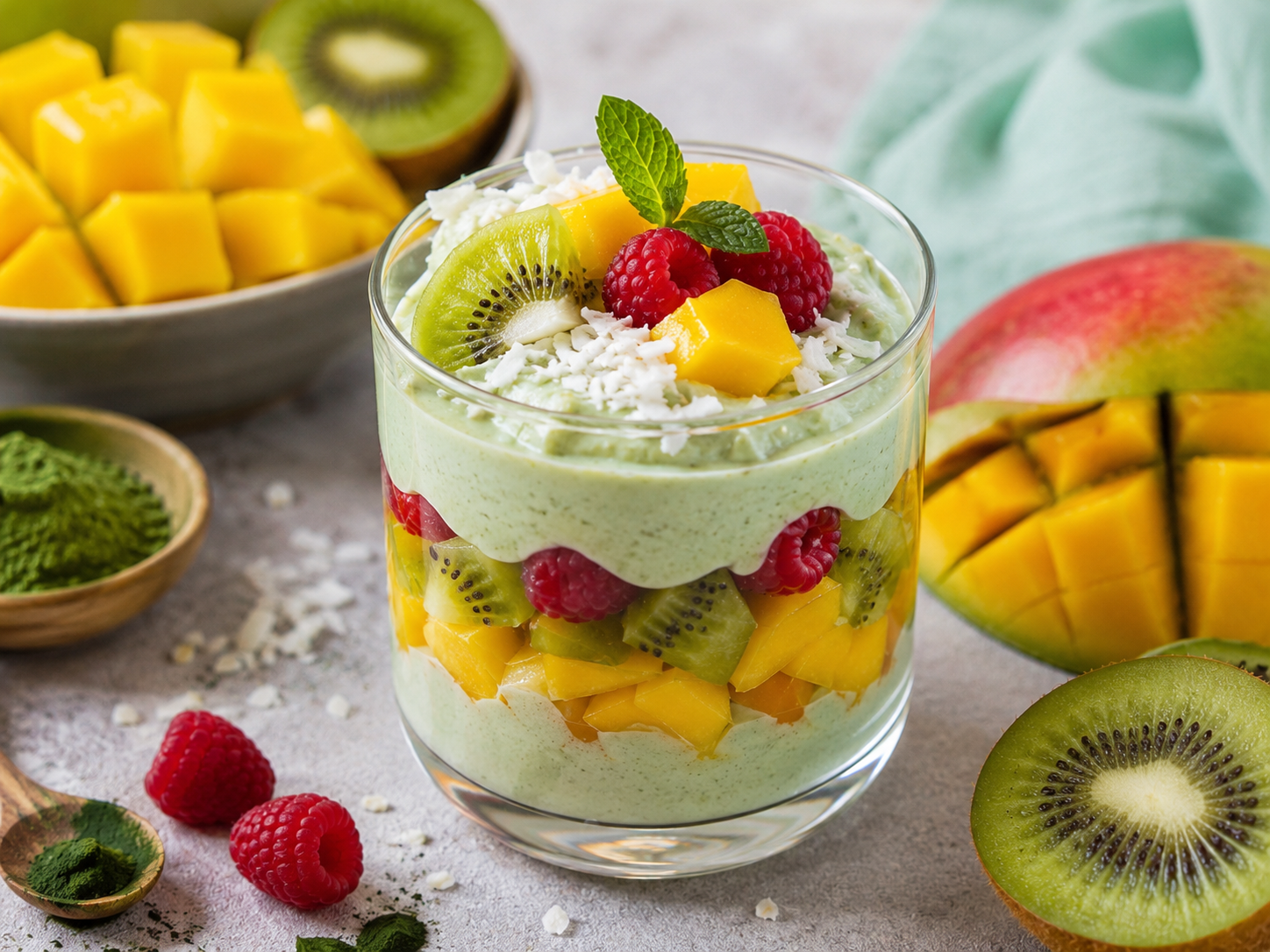 🥭 Verrines fruitées à la spiruline & coco 🌿