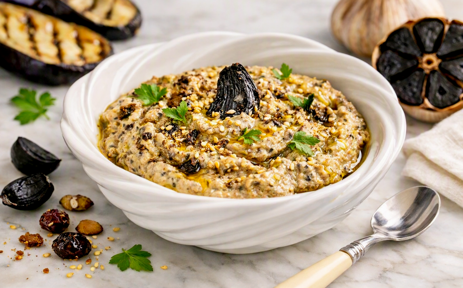  Caviar d’aubergines à l’ail noir