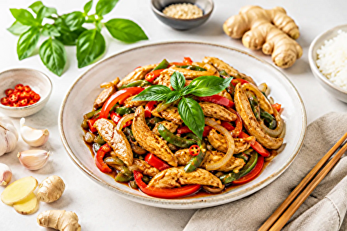 Poulet sauté au gingembre et à l’ail