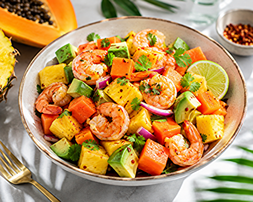 Salade Tropicale Crevettes ananas papaye avocat