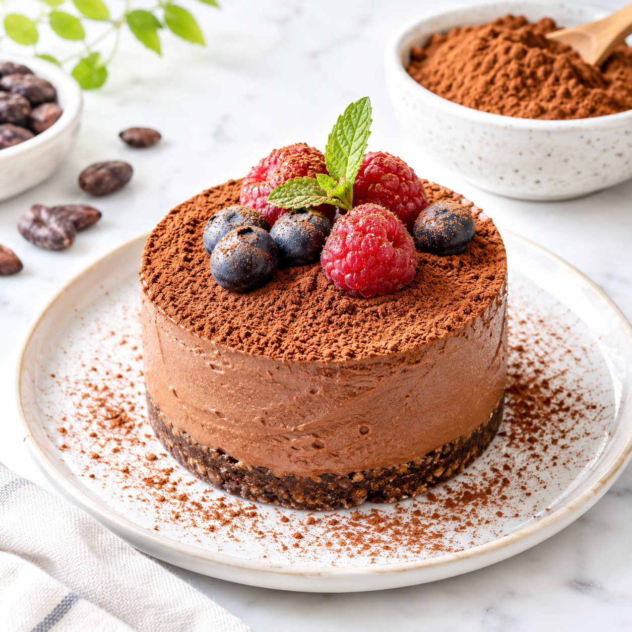Gâteau mousse au chocolat & cacao cru"