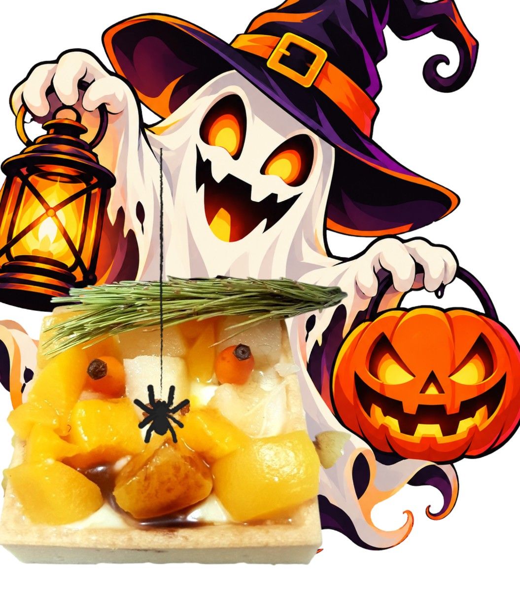 HALLOWEEN - Trendy carré - crème pâtissière - cocktail de fruits