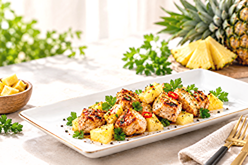 Sucré/salé - Poulet  grillé à l'ananas caramélisé avec de la bromélaïne