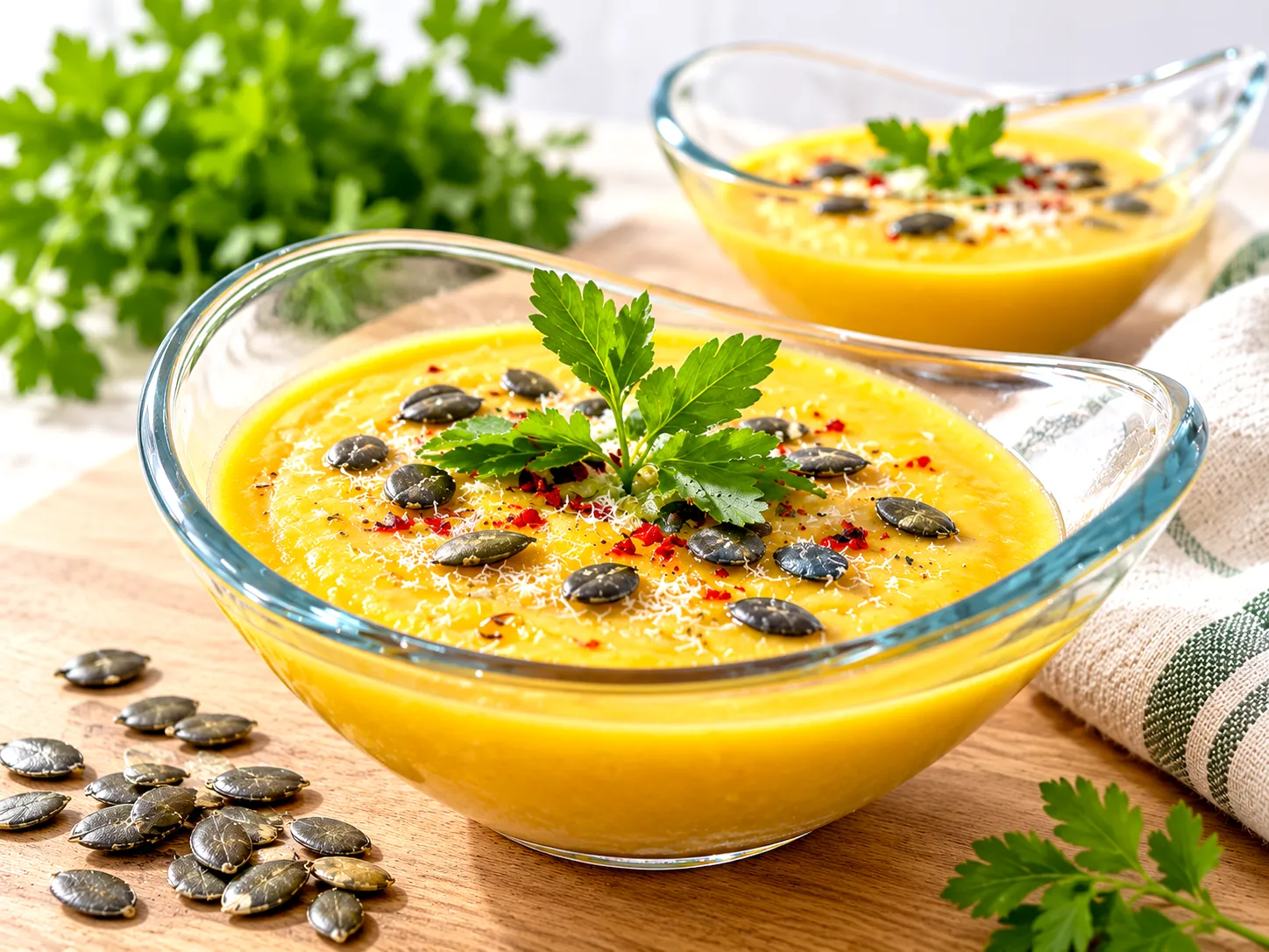 Velouté de courge onctueux et gourmand avec des graines de courge🎃