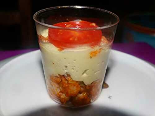 Verrines crevettes, asperges tomates cerises 