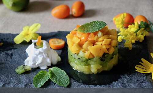 Salade de fruits exotiques et sa chantilly de coco IG bas