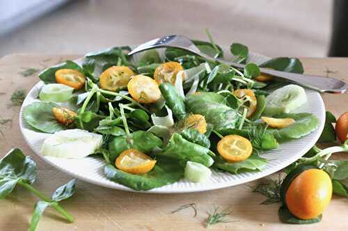 Salade rafraichissante de cresson, fenouil et kumquats