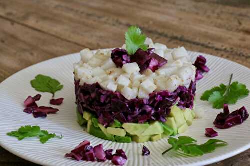 Tartare d'avocat, chou rouge et radis noir, index glycémique (IG) bas