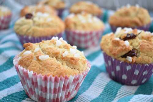 Muffins aux raisins secs et à la cannelle (sans gluten, sans lactose et sans œufs)