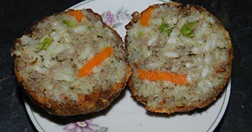 Boulettes de viande au riz petits pois et fines carottes rôties 