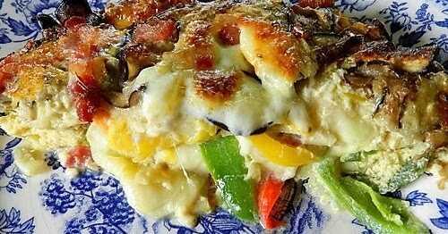 Omelette aux lardons-mozzarella et légumes du Sud