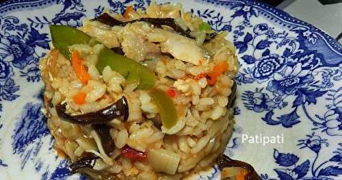 Risotto aux poulet et légumes asiatique