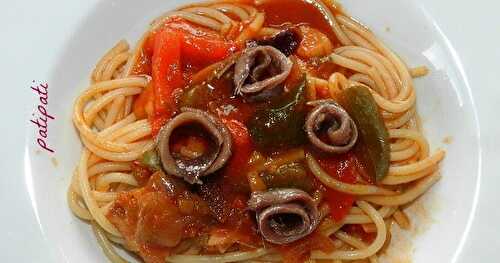 Spaghettis aux poivrons et anchois