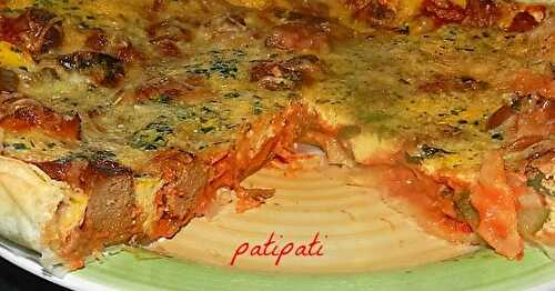 Tarte aux oeufs-chipolatas-tomates et fines herbes