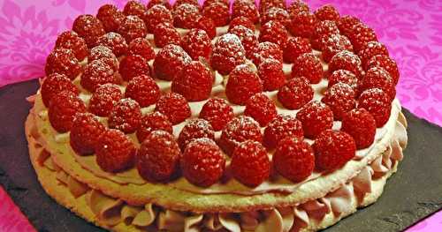 Dacquoise chocolat blanc et framboises