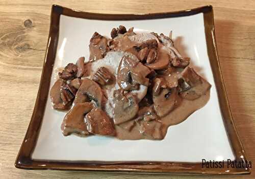 Rôti de veau champignons, noix de pécan et porto