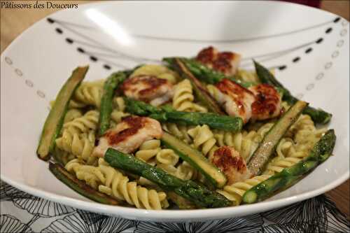 Des Pâtes aux Asperges Vertes et Poulet